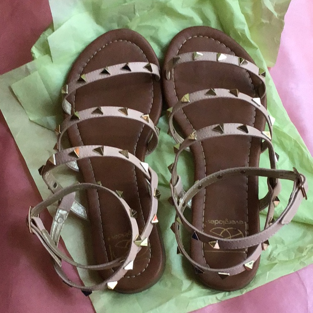 💫Gladiator Strappy-Wrap Sandals Pale Pink with Gold Studs